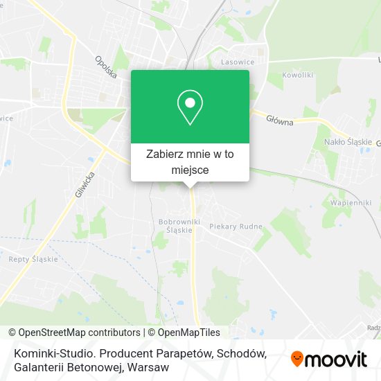 Mapa Kominki-Studio. Producent Parapetów, Schodów, Galanterii Betonowej