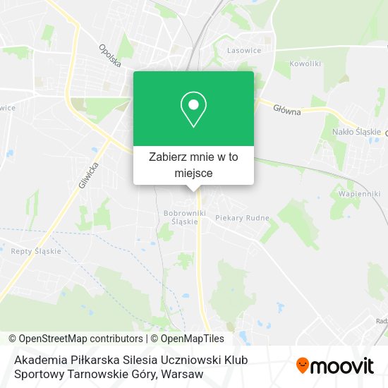 Mapa Akademia Piłkarska Silesia Uczniowski Klub Sportowy Tarnowskie Góry