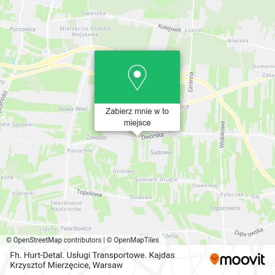 Mapa Fh. Hurt-Detal. Usługi Transportowe. Kajdas Krzysztof Mierzęcice