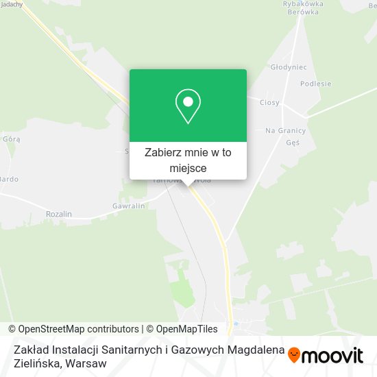 Mapa Zakład Instalacji Sanitarnych i Gazowych Magdalena Zielińska