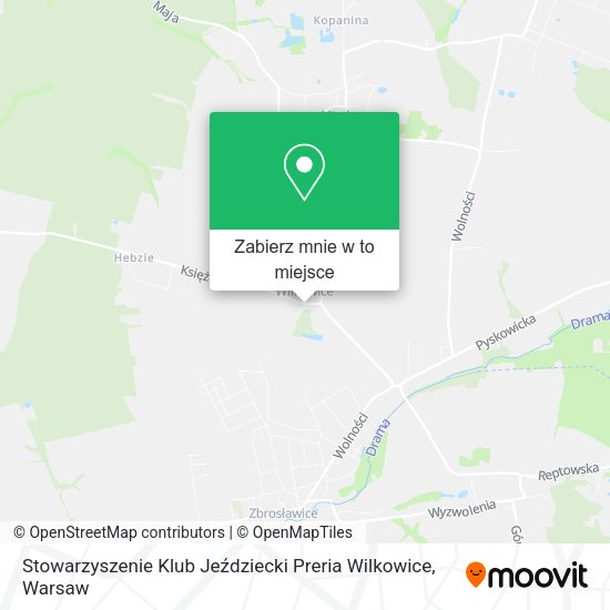 Mapa Stowarzyszenie Klub Jeździecki Preria Wilkowice