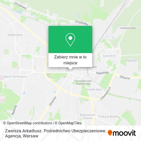 Mapa Zawisza Arkadiusz. Pośrednictwo Ubezpieczeniowe. Agencja