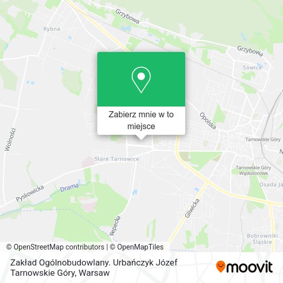 Mapa Zakład Ogólnobudowlany. Urbańczyk Józef Tarnowskie Góry