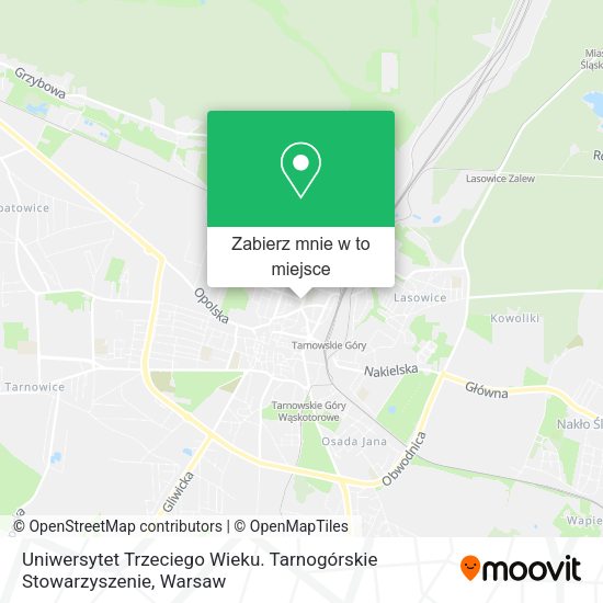 Mapa Uniwersytet Trzeciego Wieku. Tarnogórskie Stowarzyszenie