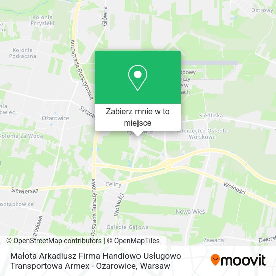 Mapa Małota Arkadiusz Firma Handlowo Usługowo Transportowa Armex - Ożarowice