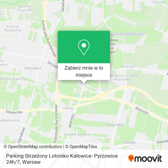 Mapa Parking Strzeżony Lotnisko Katowice- Pyrzowice 24h / 7