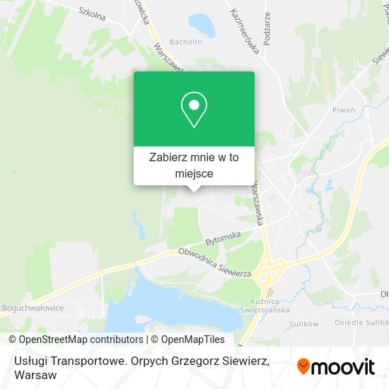 Mapa Usługi Transportowe. Orpych Grzegorz Siewierz