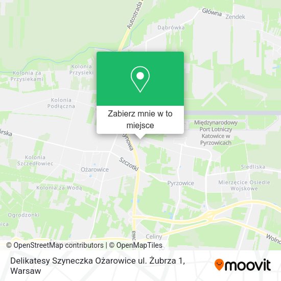 Mapa Delikatesy Szyneczka Ożarowice ul. Żubrza 1