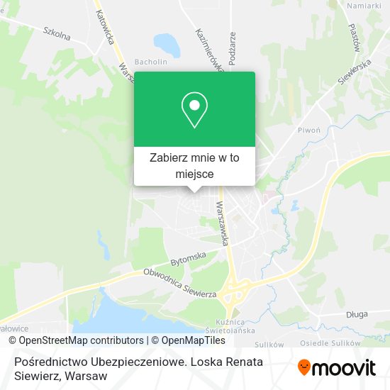 Mapa Pośrednictwo Ubezpieczeniowe. Loska Renata Siewierz