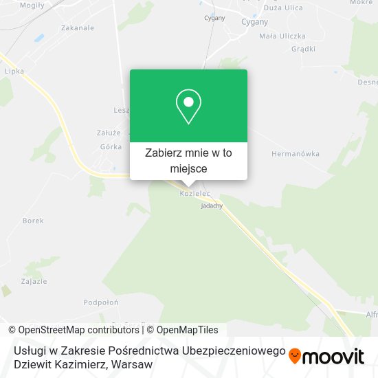 Mapa Usługi w Zakresie Pośrednictwa Ubezpieczeniowego Dziewit Kazimierz