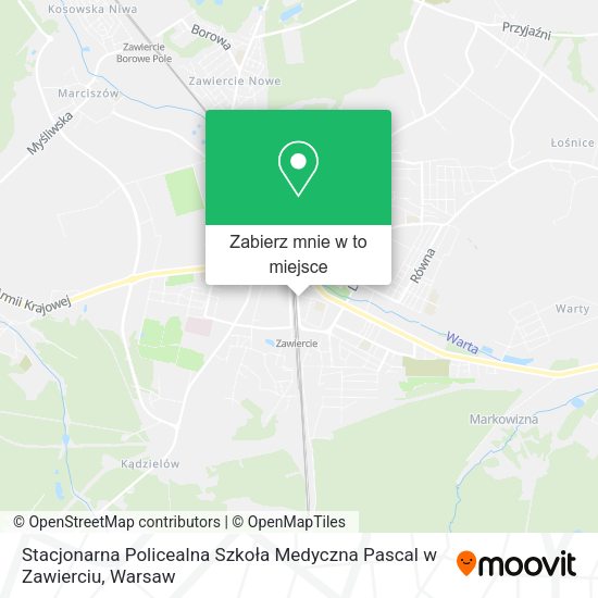 Mapa Stacjonarna Policealna Szkoła Medyczna Pascal w Zawierciu