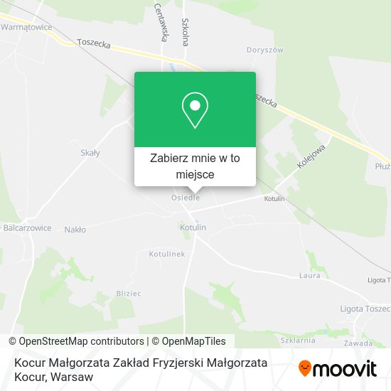 Mapa Kocur Małgorzata Zakład Fryzjerski Małgorzata Kocur