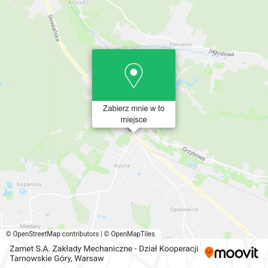 Mapa Zamet S.A. Zakłady Mechaniczne - Dział Kooperacji Tarnowskie Góry