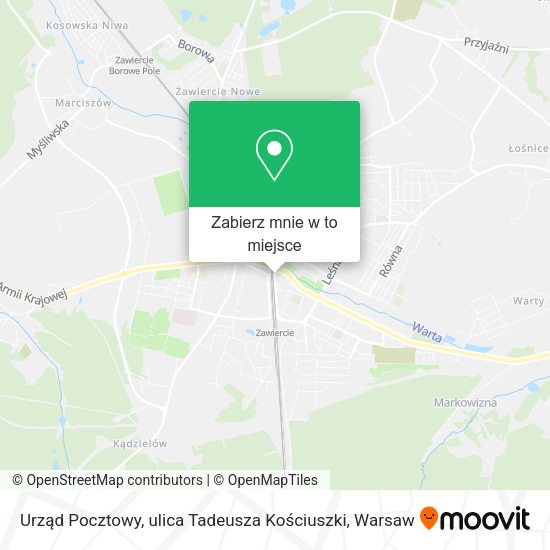 Mapa Urząd Pocztowy, ulica Tadeusza Kościuszki