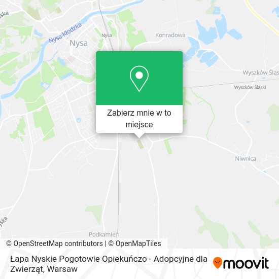 Mapa Łapa Nyskie Pogotowie Opiekuńczo - Adopcyjne dla Zwierząt