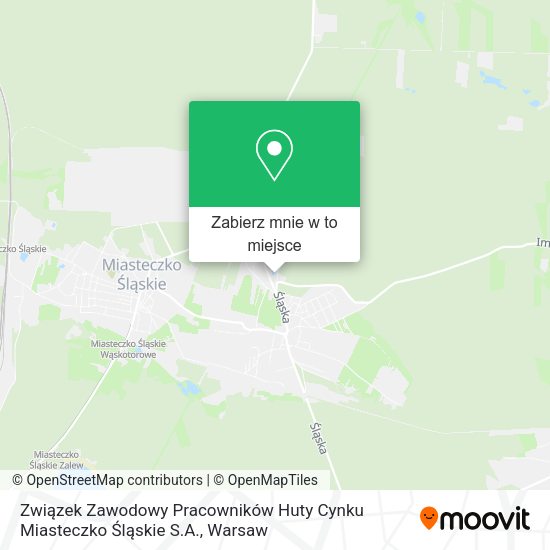 Mapa Związek Zawodowy Pracowników Huty Cynku Miasteczko Śląskie S.A.