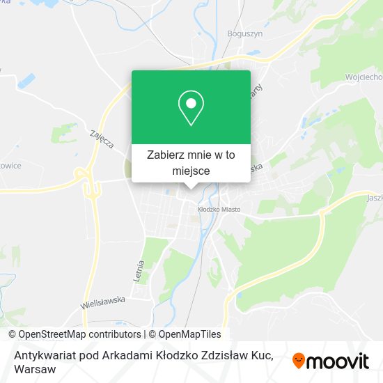 Mapa Antykwariat pod Arkadami Kłodzko Zdzisław Kuc