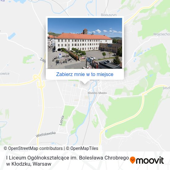 Mapa I Liceum Ogólnokształcące im. Bolesława Chrobrego w Kłodzku