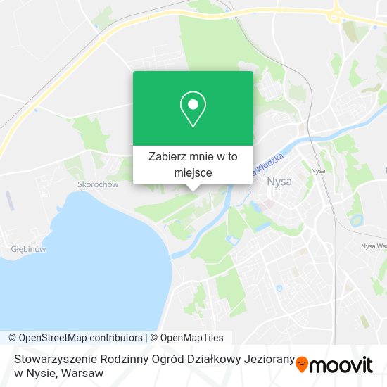 Mapa Stowarzyszenie Rodzinny Ogród Działkowy Jeziorany w Nysie