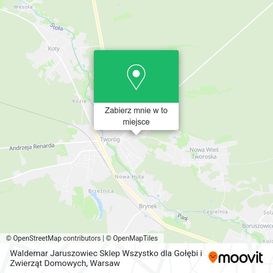 Mapa Waldemar Jaruszowiec Sklep Wszystko dla Gołębi i Zwierząt Domowych