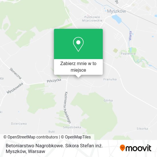 Mapa Betoniarstwo Nagrobkowe. Sikora Stefan inż. Myszków