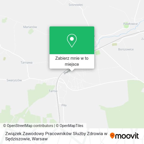 Mapa Związek Zawodowy Pracowników Służby Zdrowia w Sędziszowie