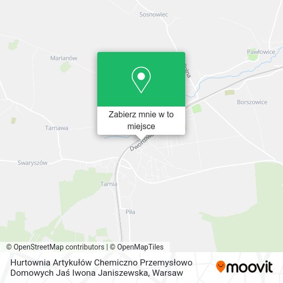 Mapa Hurtownia Artykułów Chemiczno Przemysłowo Domowych Jaś Iwona Janiszewska