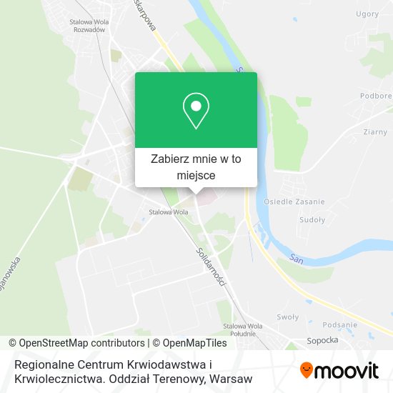 Mapa Regionalne Centrum Krwiodawstwa i Krwiolecznictwa. Oddział Terenowy