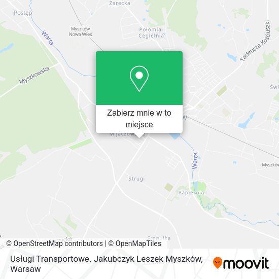 Mapa Usługi Transportowe. Jakubczyk Leszek Myszków