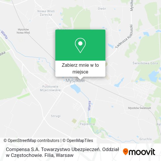 Mapa Compensa S.A. Towarzystwo Ubezpieczeń. Oddział w Częstochowie. Filia