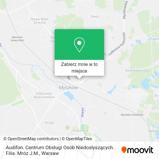 Mapa Audifon. Centrum Obsługi Osób Niedosłyszących. Filia. Mróz J.M.