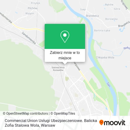 Mapa Commercial Union Usługi Ubezpieczeniowe. Balicka Zofia Stalowa Wola