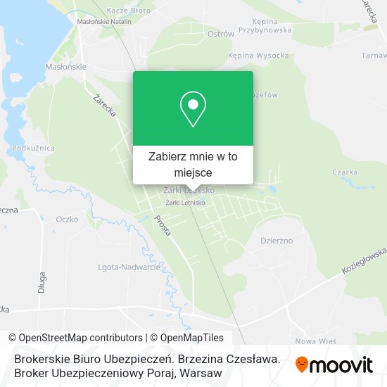 Mapa Brokerskie Biuro Ubezpieczeń. Brzezina Czesława. Broker Ubezpieczeniowy Poraj