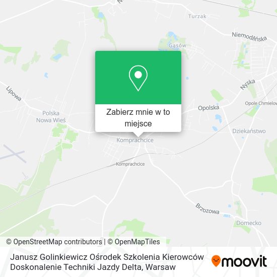 Mapa Janusz Golinkiewicz Ośrodek Szkolenia Kierowców Doskonalenie Techniki Jazdy Delta