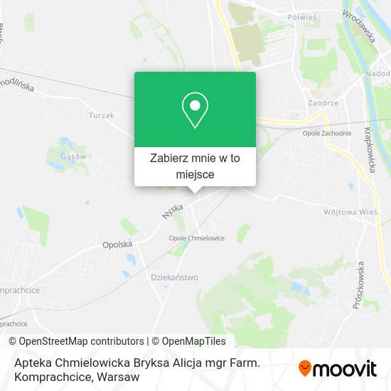 Mapa Apteka Chmielowicka Bryksa Alicja mgr Farm. Komprachcice