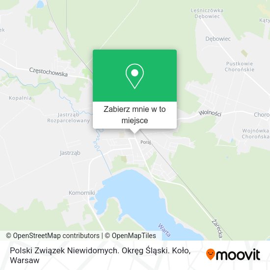 Mapa Polski Związek Niewidomych. Okręg Śląski. Koło