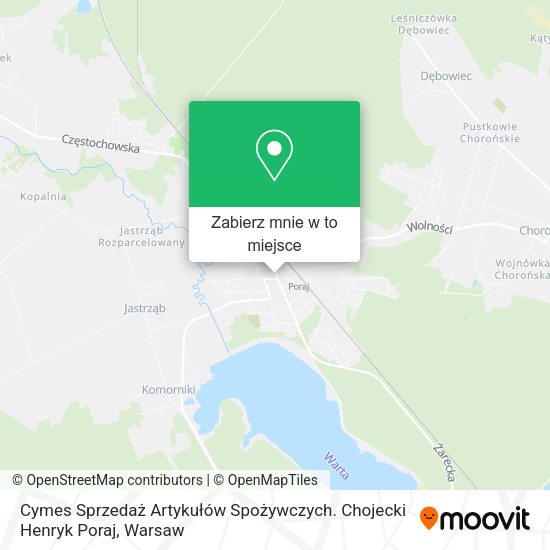 Mapa Cymes Sprzedaż Artykułów Spożywczych. Chojecki Henryk Poraj