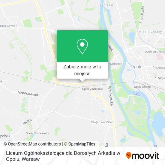 Mapa Liceum Ogólnokształcące dla Dorosłych Arkadia w Opolu