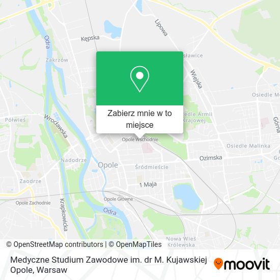 Mapa Medyczne Studium Zawodowe im. dr M. Kujawskiej Opole