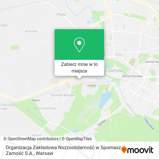 Mapa Organizacja Zakładowa Nszzsolidarność w Spomasz Zamość S.A.