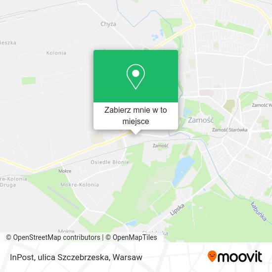 Mapa InPost, ulica Szczebrzeska