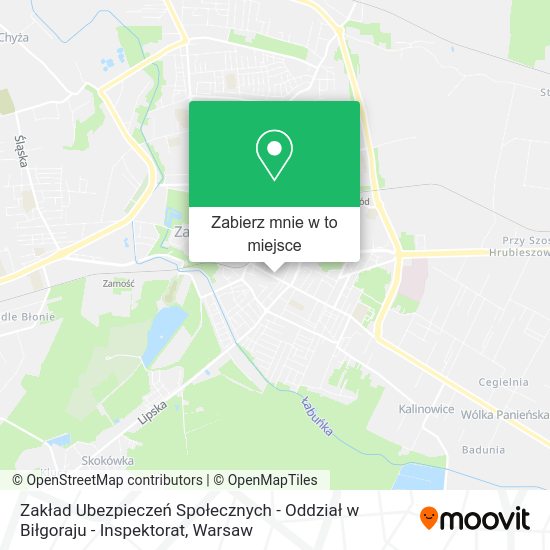 Mapa Zakład Ubezpieczeń Społecznych - Oddział w Biłgoraju - Inspektorat