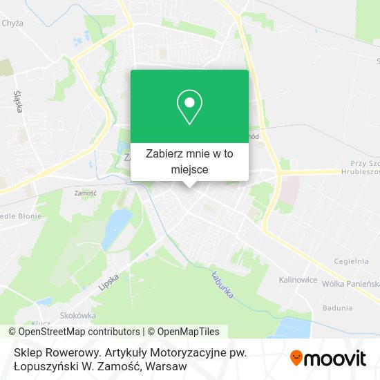 Mapa Sklep Rowerowy. Artykuły Motoryzacyjne pw. Łopuszyński W. Zamość