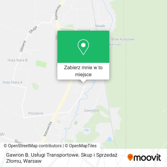Mapa Gawron B. Usługi Transportowe. Skup i Sprzedaż Złomu