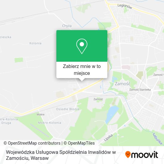 Mapa Wojewódzka Usługowa Spółdzielnia Inwalidów w Zamościu