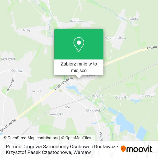 Mapa Pomoc Drogowa Samochody Osobowe i Dostawcze Krzysztof Pasek Częstochowa