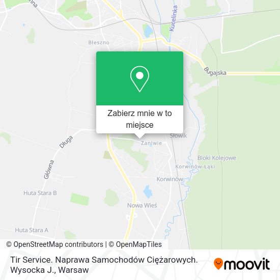 Mapa Tir Service. Naprawa Samochodów Ciężarowych. Wysocka J.