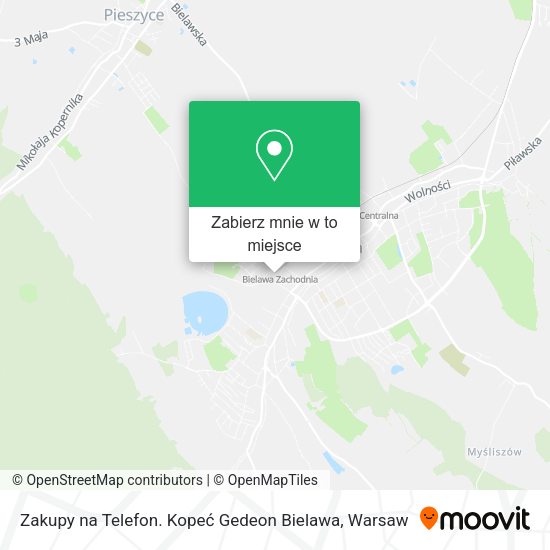 Mapa Zakupy na Telefon. Kopeć Gedeon Bielawa