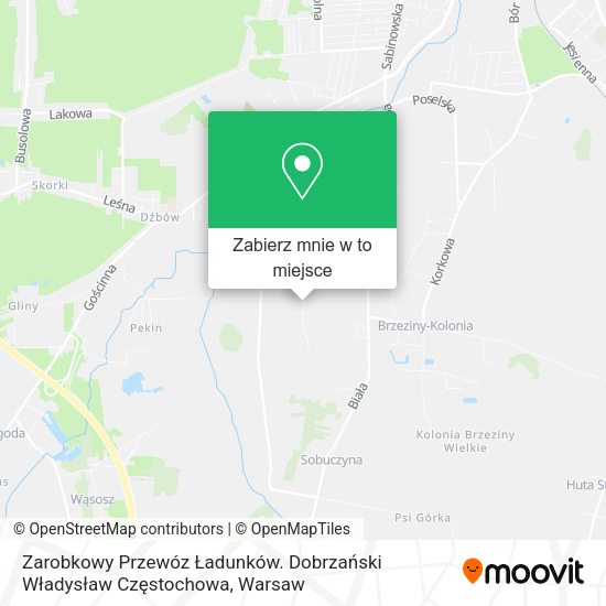 Mapa Zarobkowy Przewóz Ładunków. Dobrzański Władysław Częstochowa