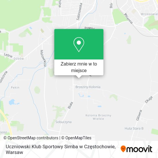 Mapa Uczniowski Klub Sportowy Simba w Częstochowie